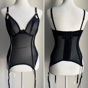 Adore Me Women's Lingerie Lace Mesh Bustier 07116 Black Size Small NEW